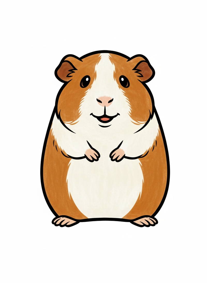 Chomper the Guinea Pig in Classic Coloring Book - Full Colored Illustration