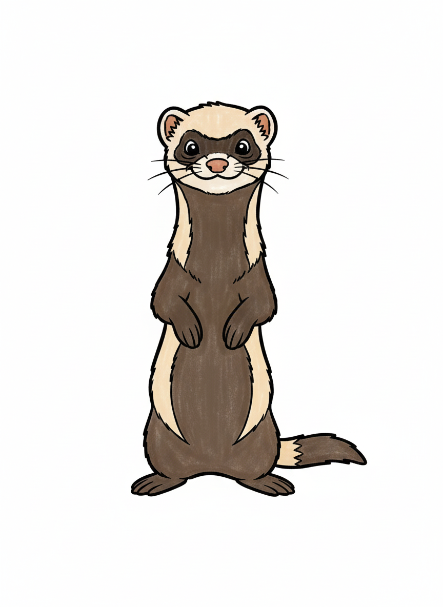 Stripes the Playful Ferret - Full Colored Illustration