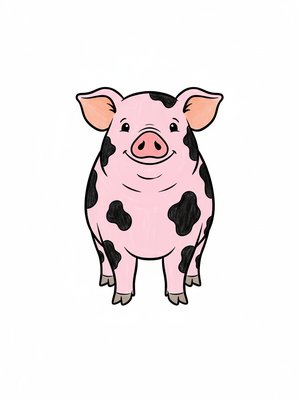 Pepper the Miniature Pig in Classic Coloring Book - Full Colored Illustration
