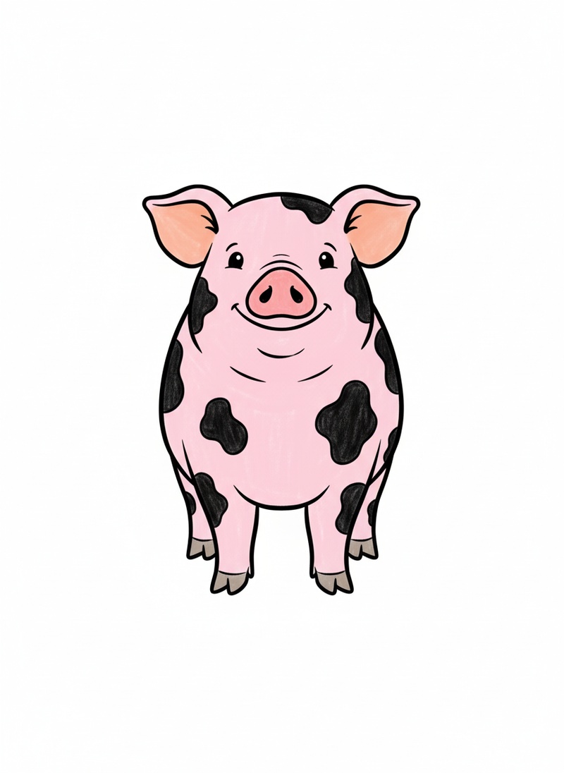 Pepper the Miniature Pig in Classic Coloring Book - Full Colored Illustration