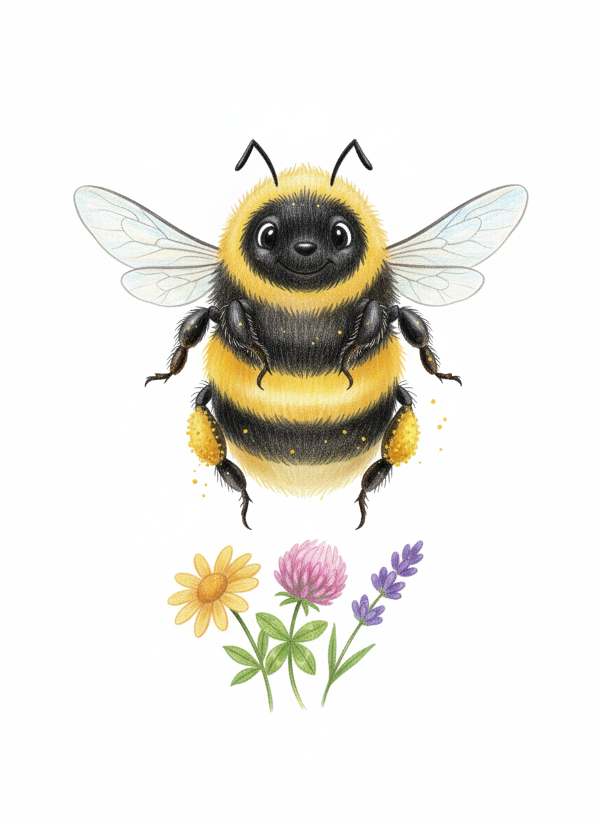 Buzz the Busy Bee - Full Colored Illustration