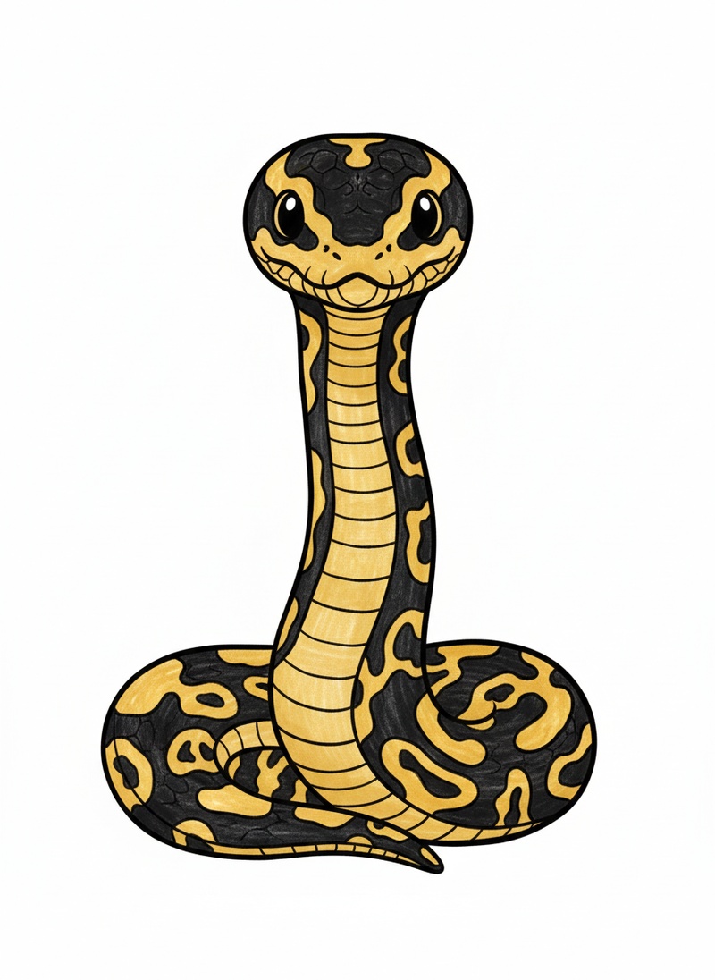Marble the Ball Python in Classic Coloring Book - Full Colored Illustration