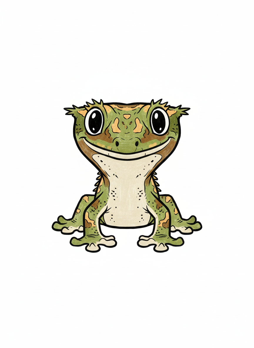 Jasper the Crested Gecko - Full Colored Illustration