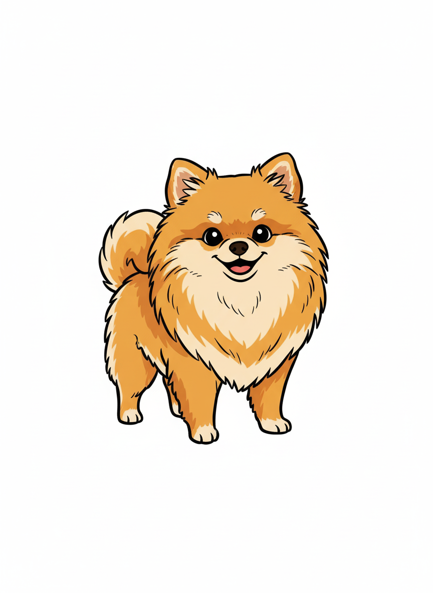Honey the Sweet Pomeranian - Full Colored Illustration