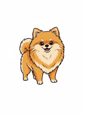 Honey the Sweet Pomeranian in Classic Coloring Book - Full Colored Illustration