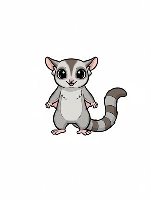 Sugar the Sugar Glider in Classic Coloring Book - Full Colored Illustration