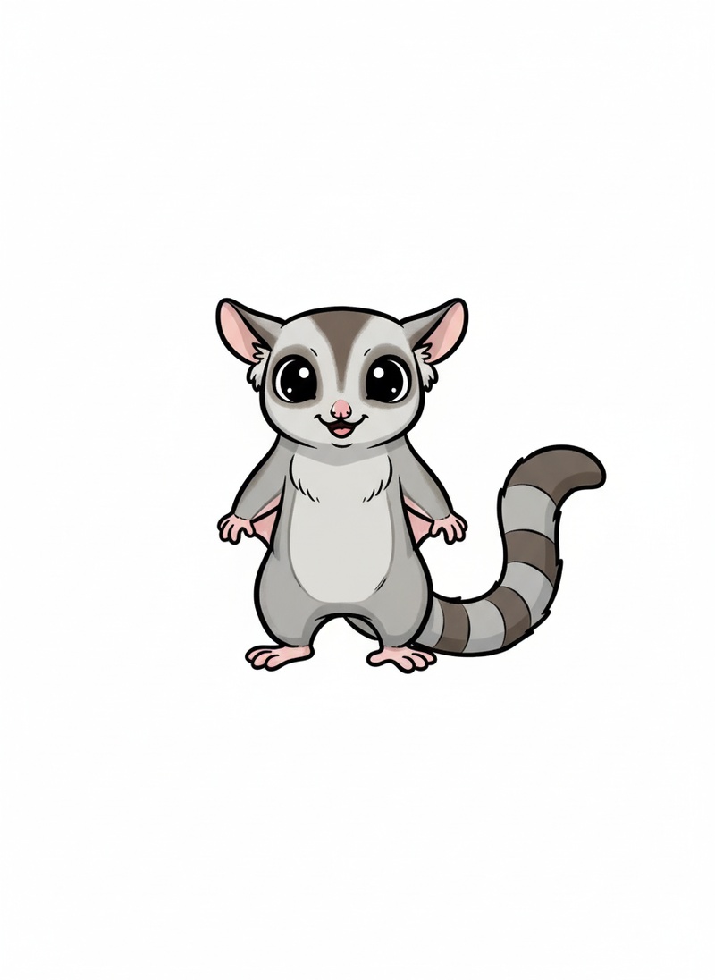 Sugar the Sugar Glider in Classic Coloring Book - Full Colored Illustration