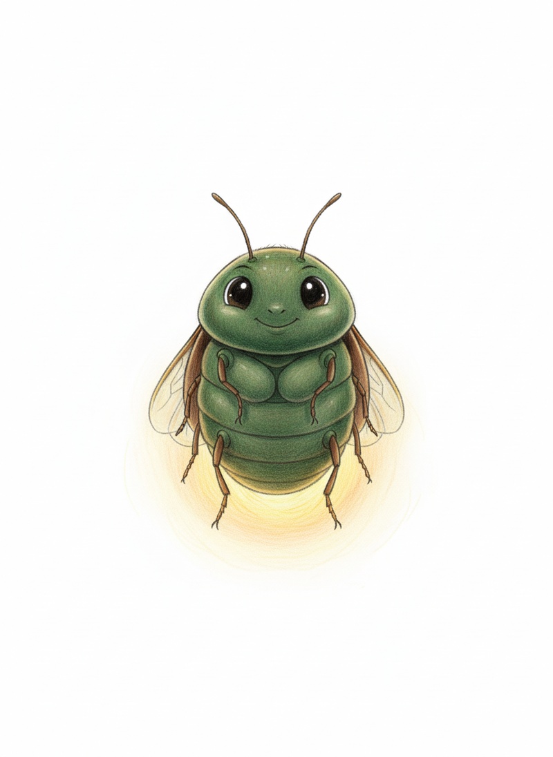 Glow the Firefly in Gentle Pencil - Full Colored Illustration