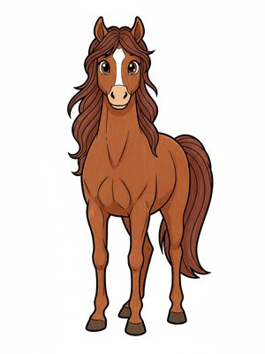 Willow the Graceful Mare in Classic Coloring Book - Full Colored Illustration