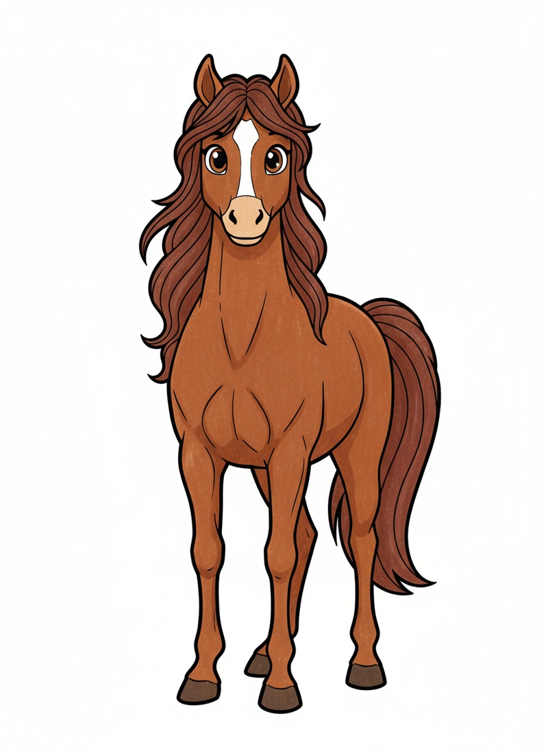Willow the Graceful Mare in Classic Coloring Book - Full Colored Illustration