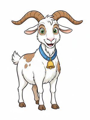 Billy the Stubborn Goat in Classic Coloring Book - Full Colored Illustration