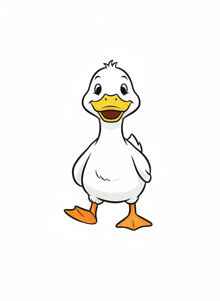 Ducky the Waddling Duck - Full Colored Illustration