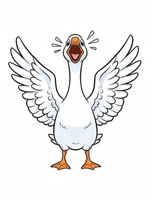 Honker the Guard Goose in Classic Coloring Book - Full Colored Illustration
