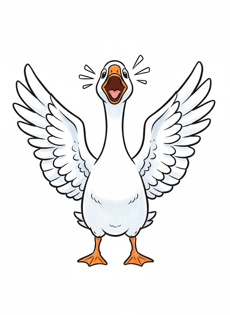 Honker the Guard Goose in Classic Coloring Book - Full Colored Illustration