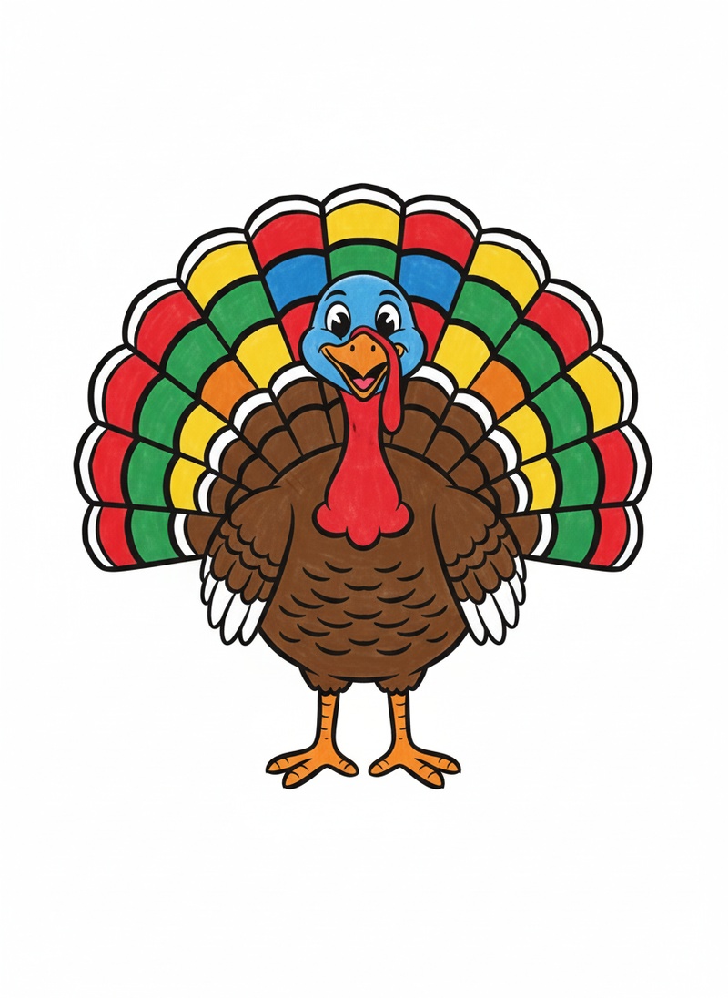 Gobbles the Turkey in Classic Coloring Book - Full Colored Illustration