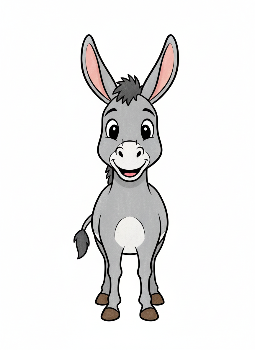 Daisy the Friendly Donkey - Full Colored Illustration