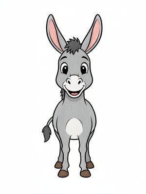 Daisy the Friendly Donkey in Classic Coloring Book - Full Colored Illustration