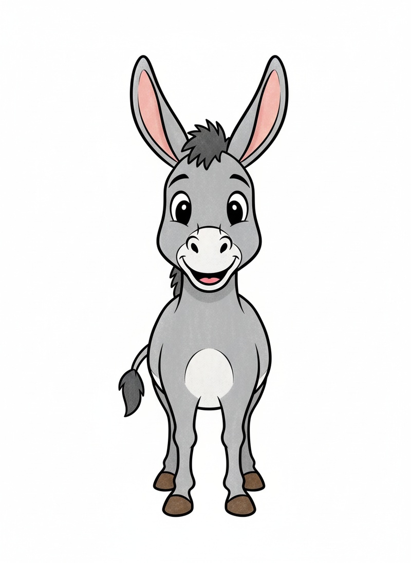 Daisy the Friendly Donkey in Classic Coloring Book - Full Colored Illustration