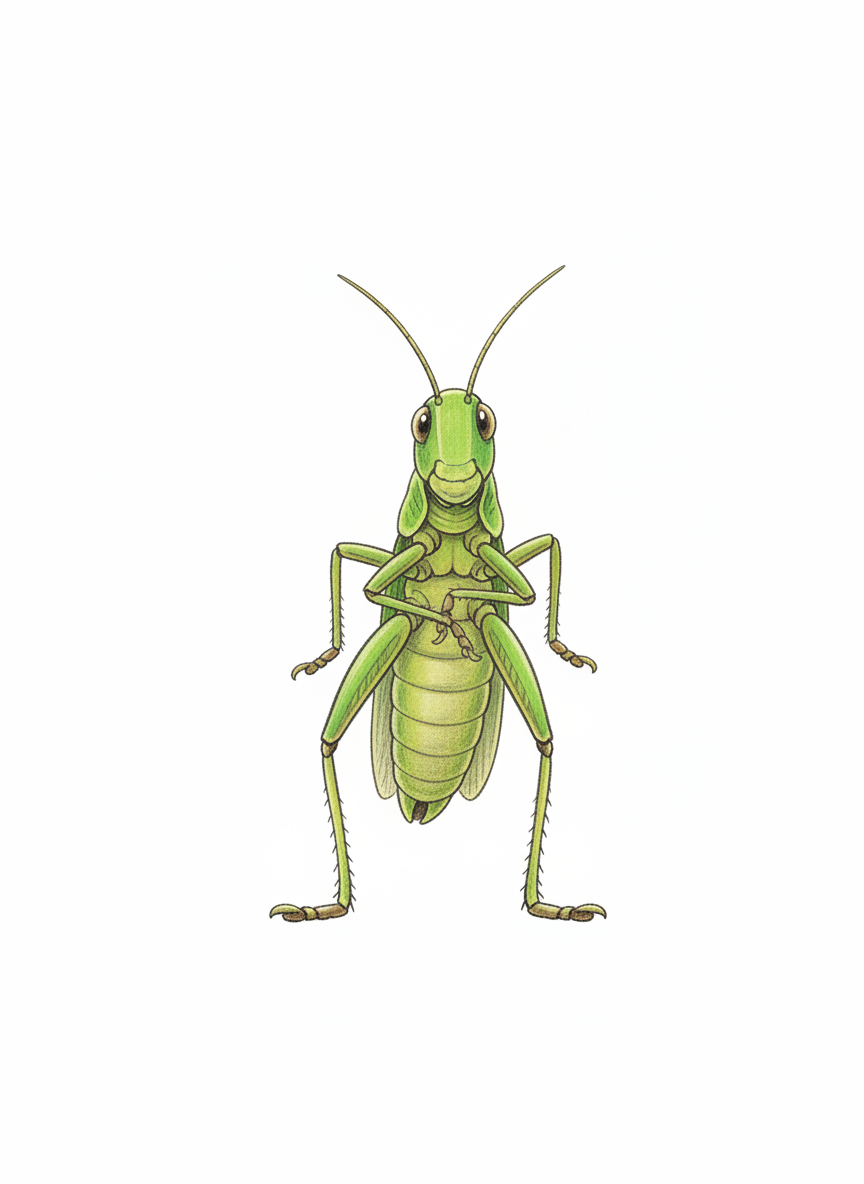 Hop the Grasshopper - Full Colored Illustration