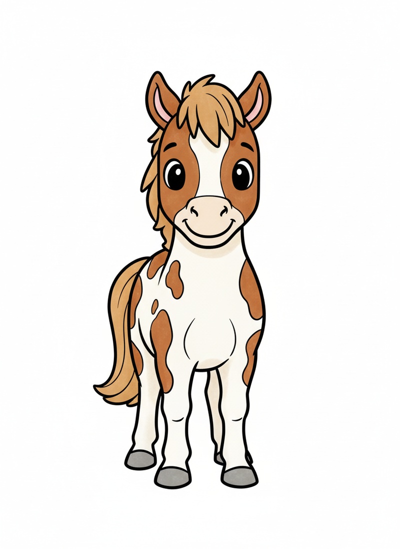 Patches the Spotted Pony in Classic Coloring Book - Full Colored Illustration