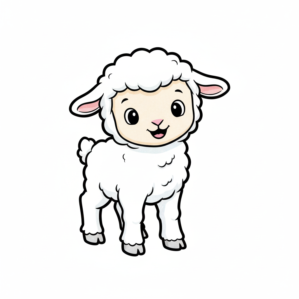 Lambchop the Baby Lamb - Full Colored Illustration