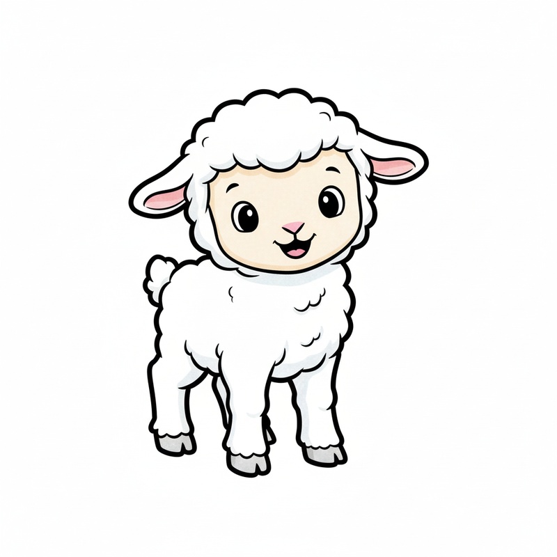 Lambchop the Baby Lamb in Classic Coloring Book - Full Colored Illustration