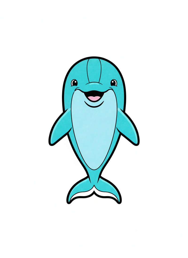 Finn the Friendly Dolphin in Classic Coloring Book - Full Colored Illustration