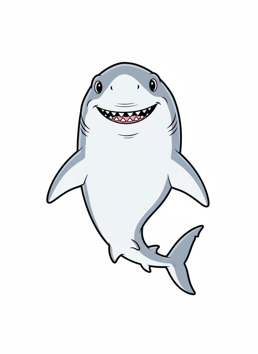 Jaws the Misunderstood Shark - Full Colored Illustration