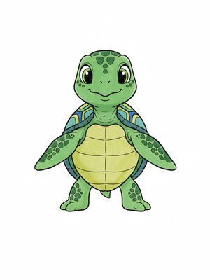 Shelly the Sea Turtle in Classic Coloring Book - Full Colored Illustration