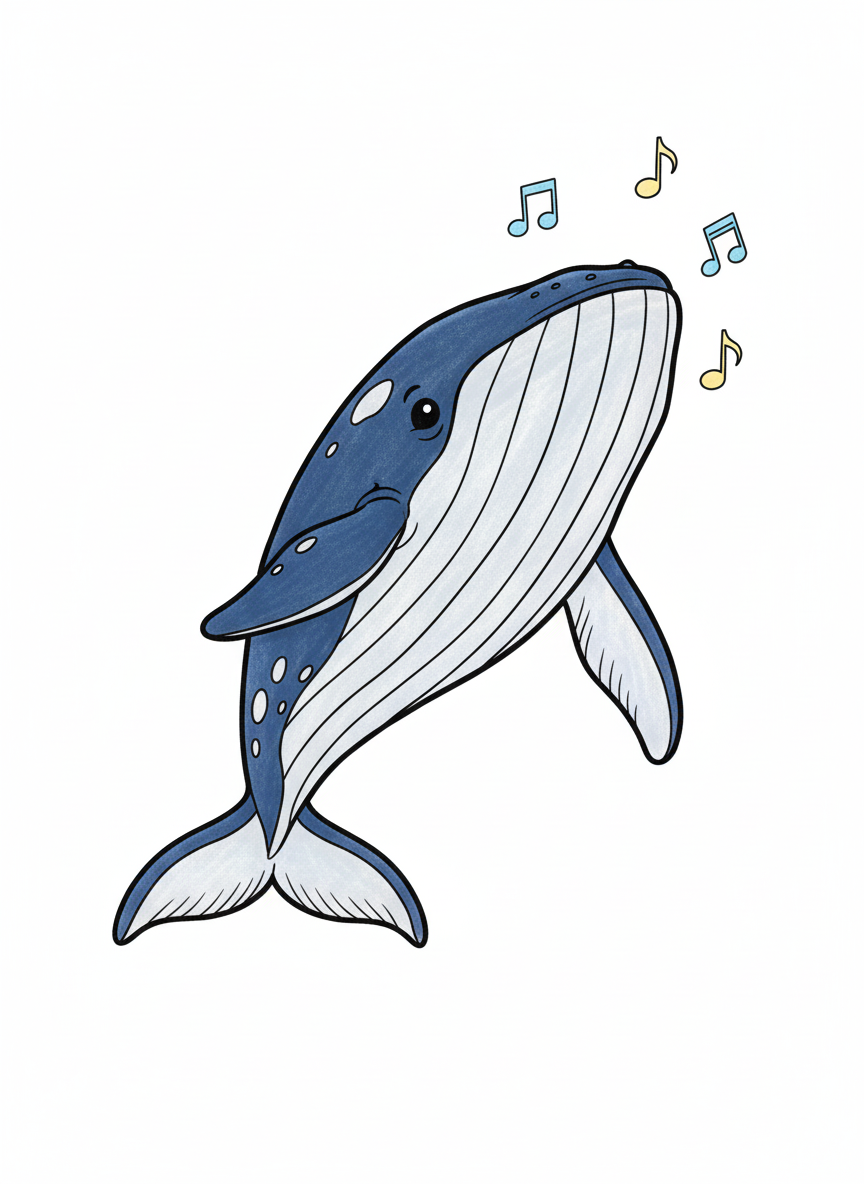 Bubbles the Humpback Whale - Full Colored Illustration
