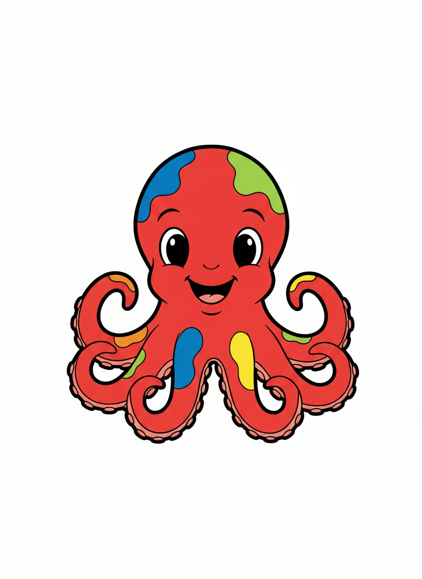 Inky the Clever Octopus - Full Colored Illustration