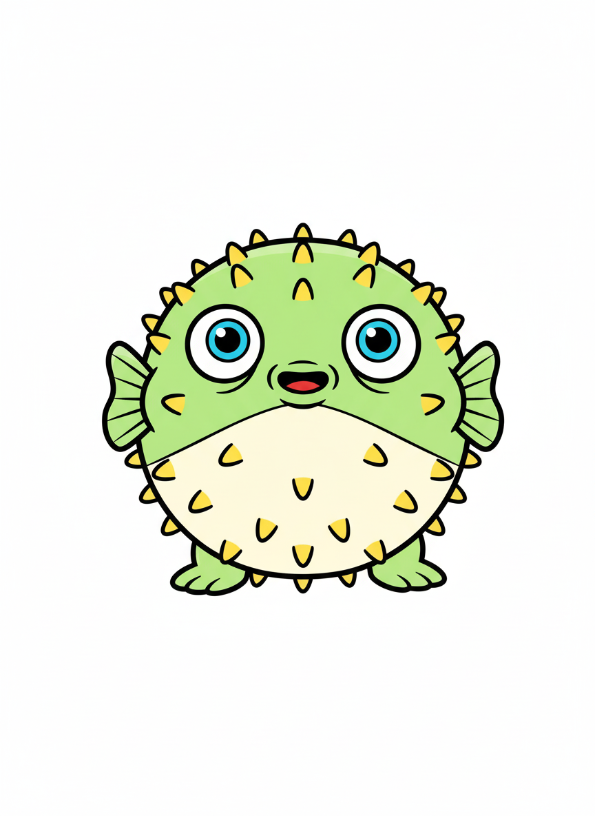 Spike the Pufferfish - Full Colored Illustration