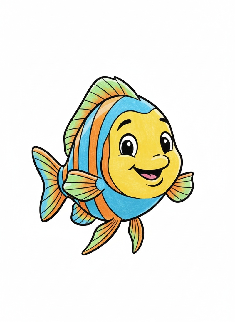 Shimmer the Tropical Fish in Classic Coloring Book - Full Colored Illustration