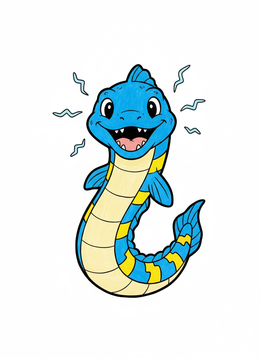 Zapper the Electric Eel - Full Colored Illustration