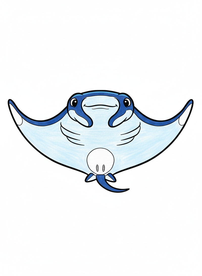 Splash the Manta Ray in Classic Coloring Book - Full Colored Illustration