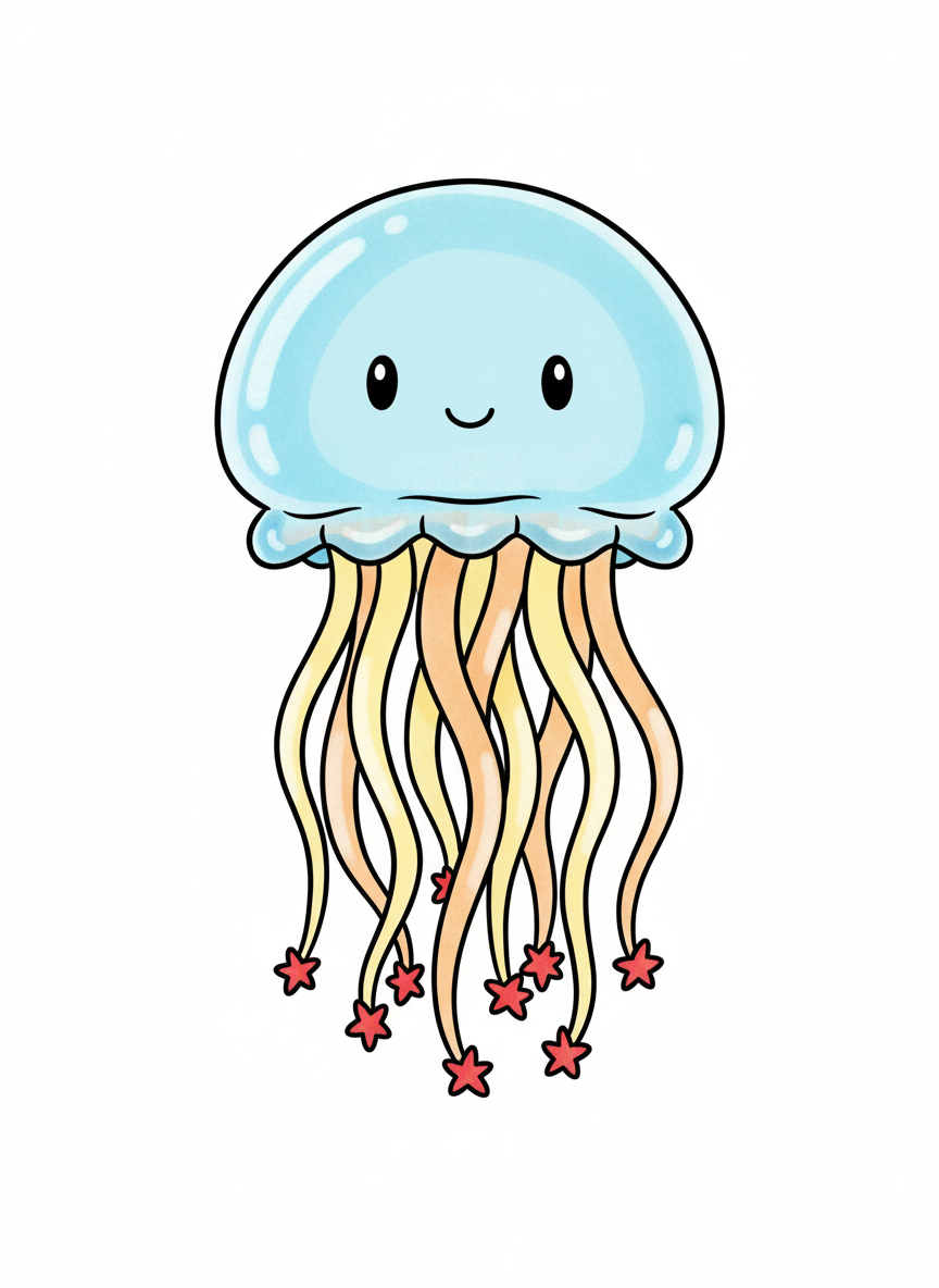 Stinger the Jellyfish - Full Colored Illustration