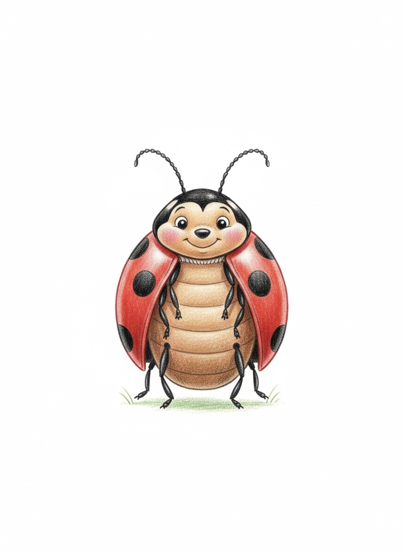 Lady the Ladybug in Gentle Pencil - Full Colored Illustration