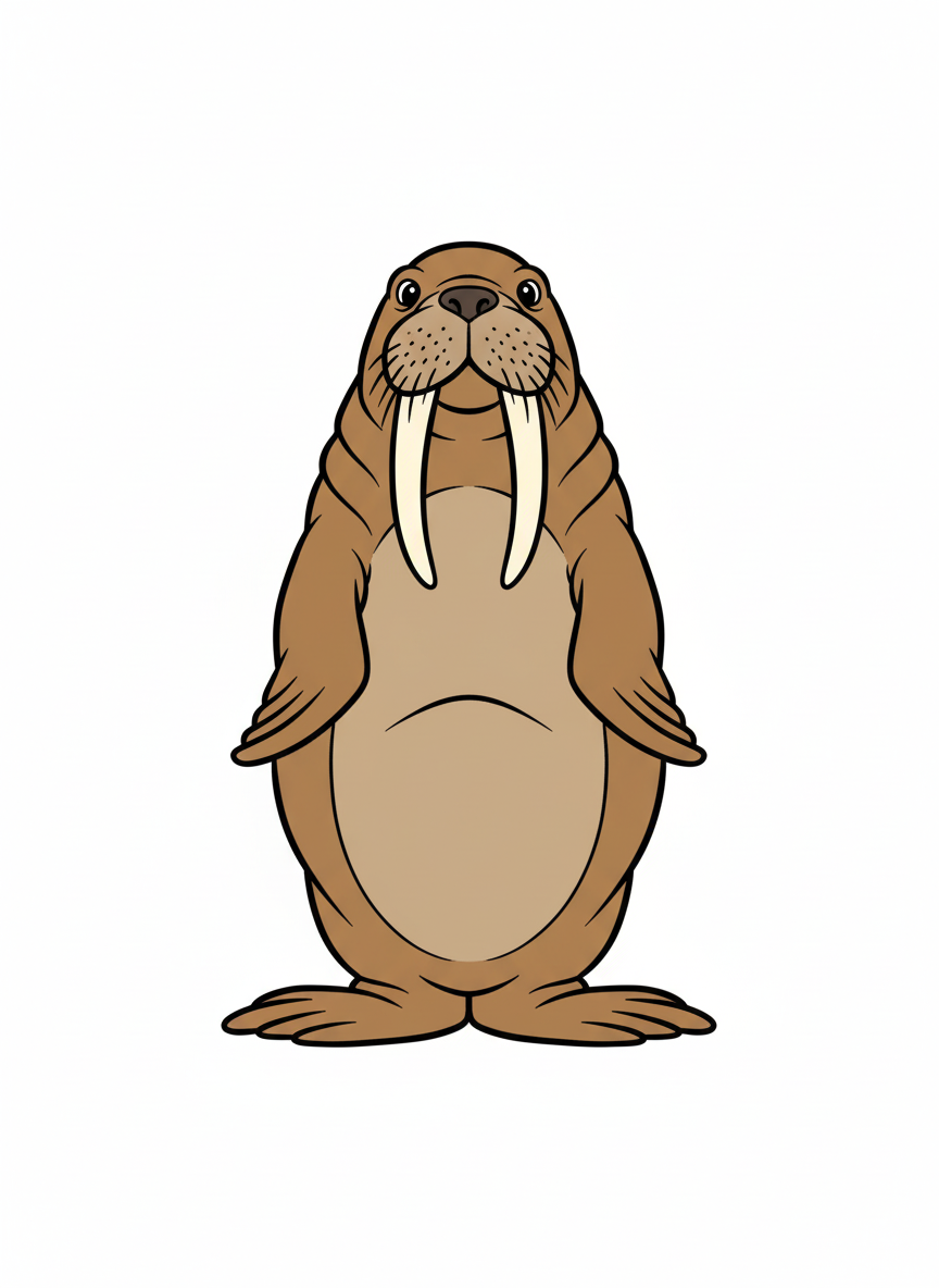 Whiskers the Walrus - Full Colored Illustration