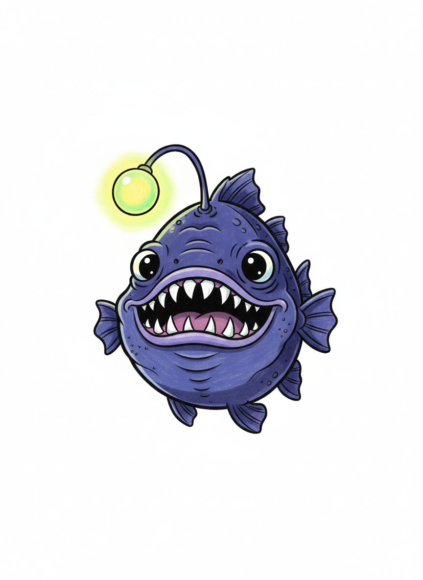 Glimmer the Anglerfish - Full Colored Illustration