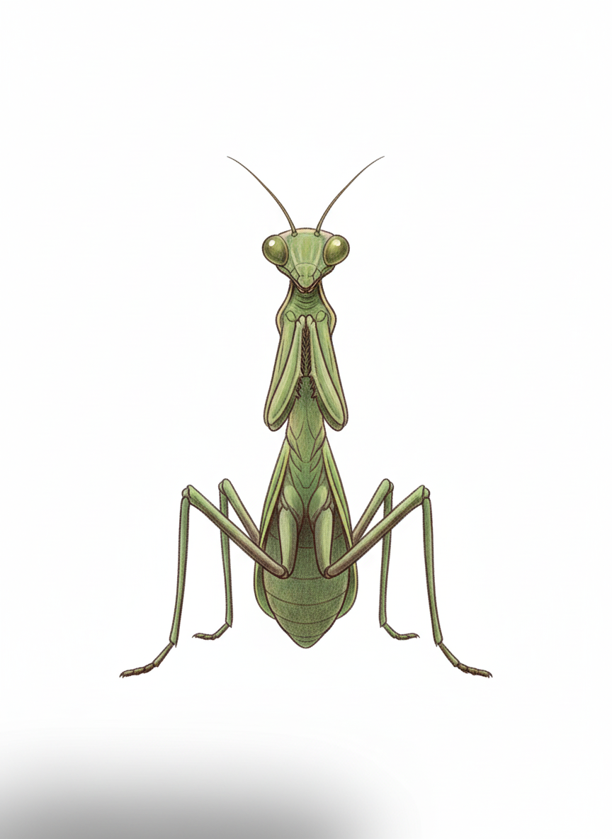 Praying the Mantis - Full Colored Illustration