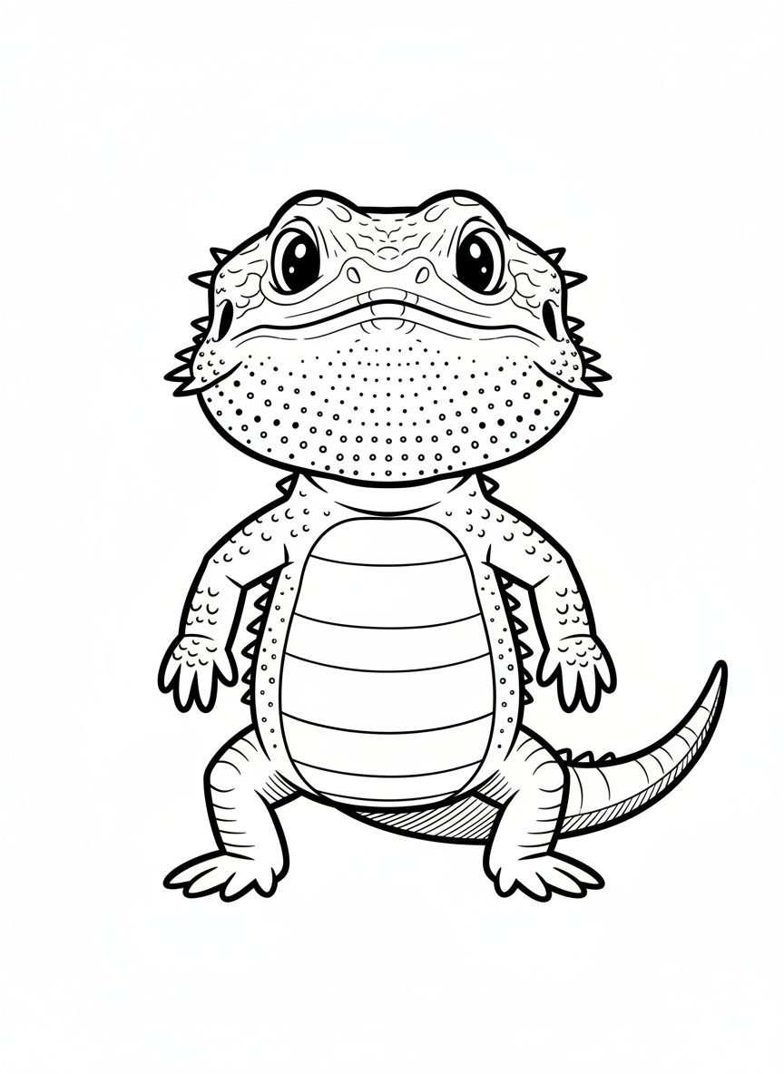 Rex the Bearded Dragon - Black & White Illustration