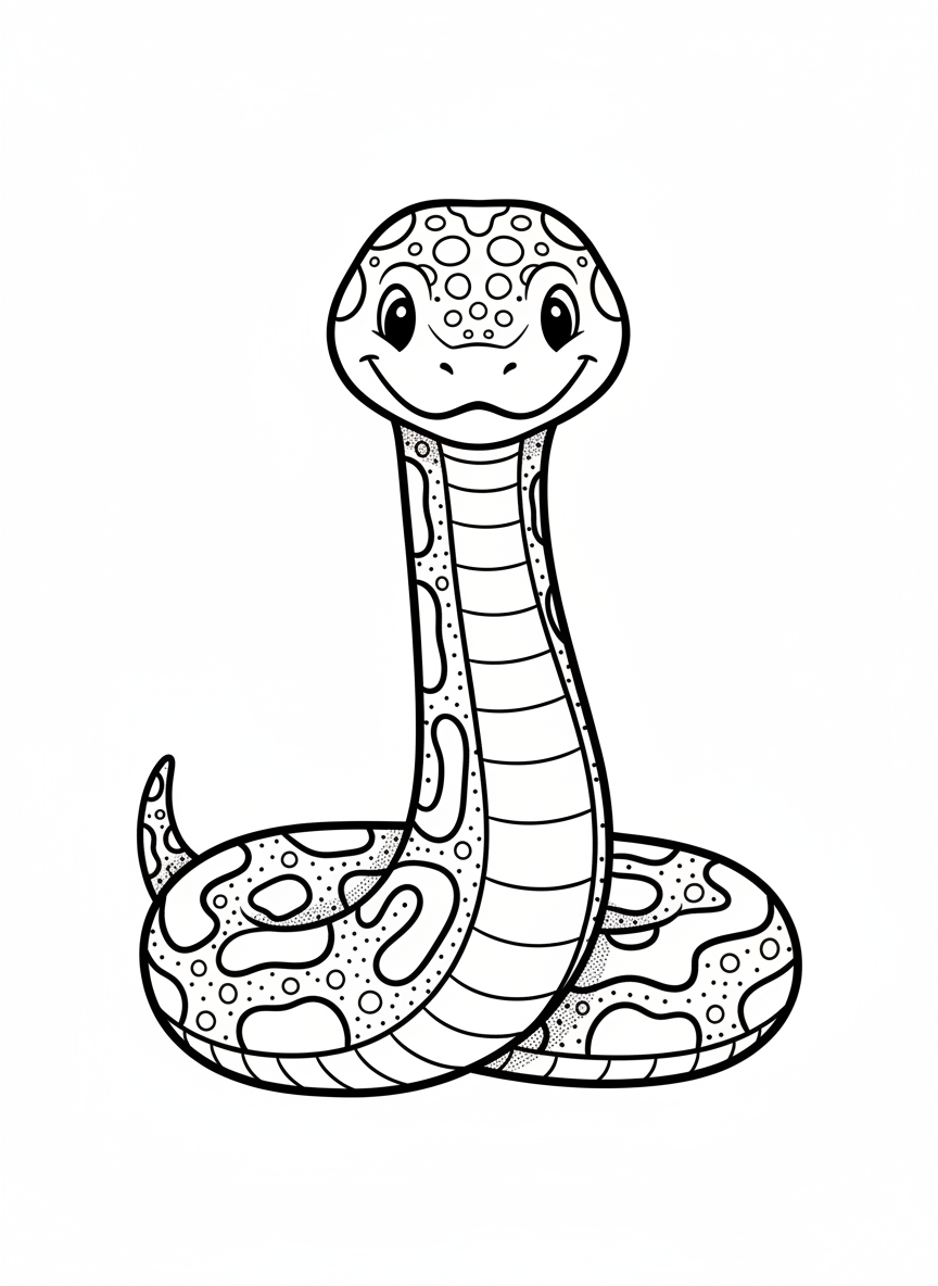 Scales the Ball Python - Black & White Illustration