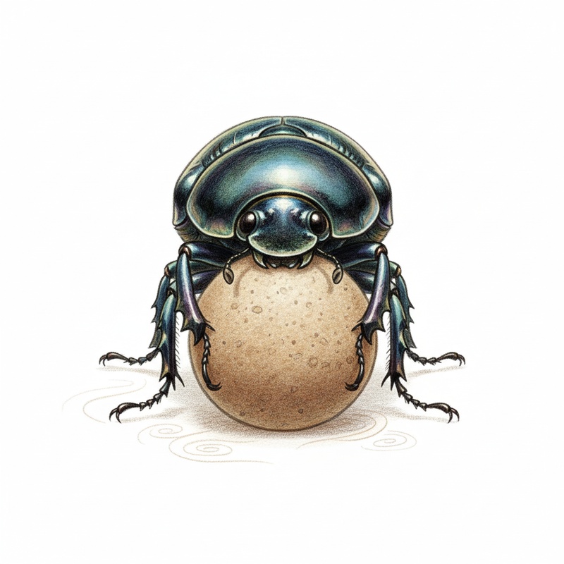 Scarab the Beetle in Gentle Pencil - Full Colored Illustration