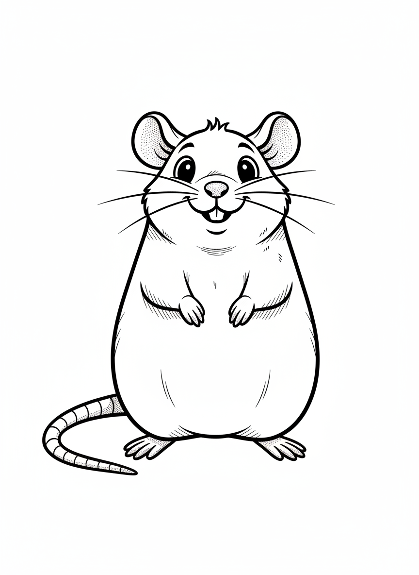 Duchess the Fancy Rat - Black & White Illustration