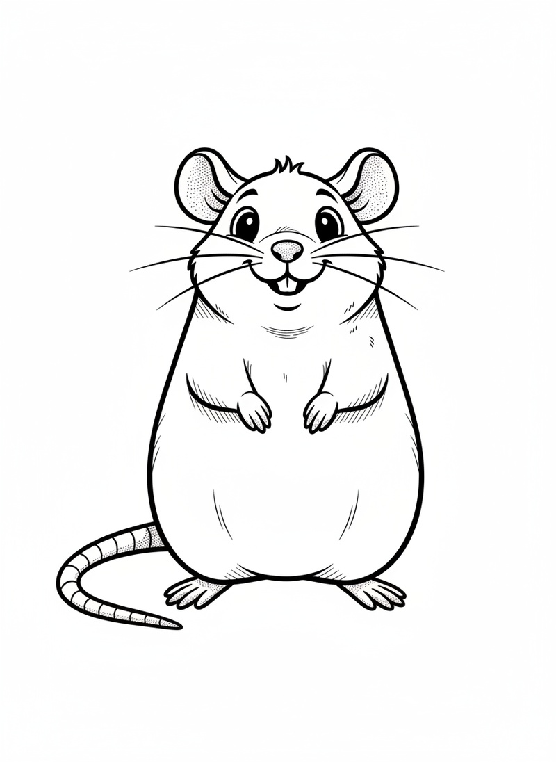 Duchess the Fancy Rat in Classic Coloring Book - Black & White Illustration