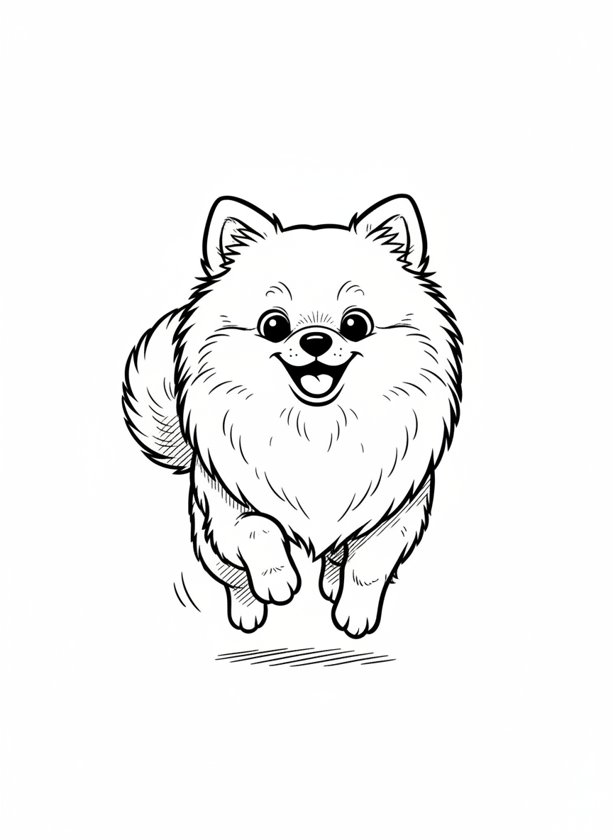 Honey the Sweet Pomeranian - Black & White Illustration