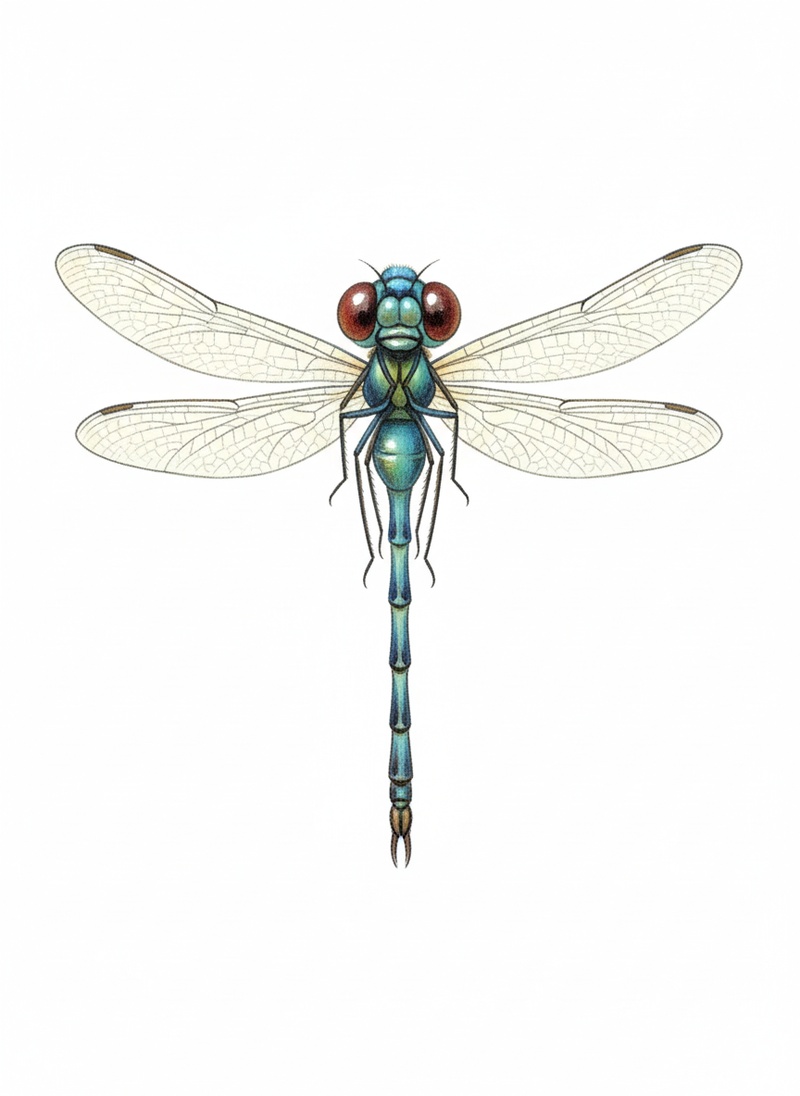 Dragonfly the Hunter in Gentle Pencil - Full Colored Illustration