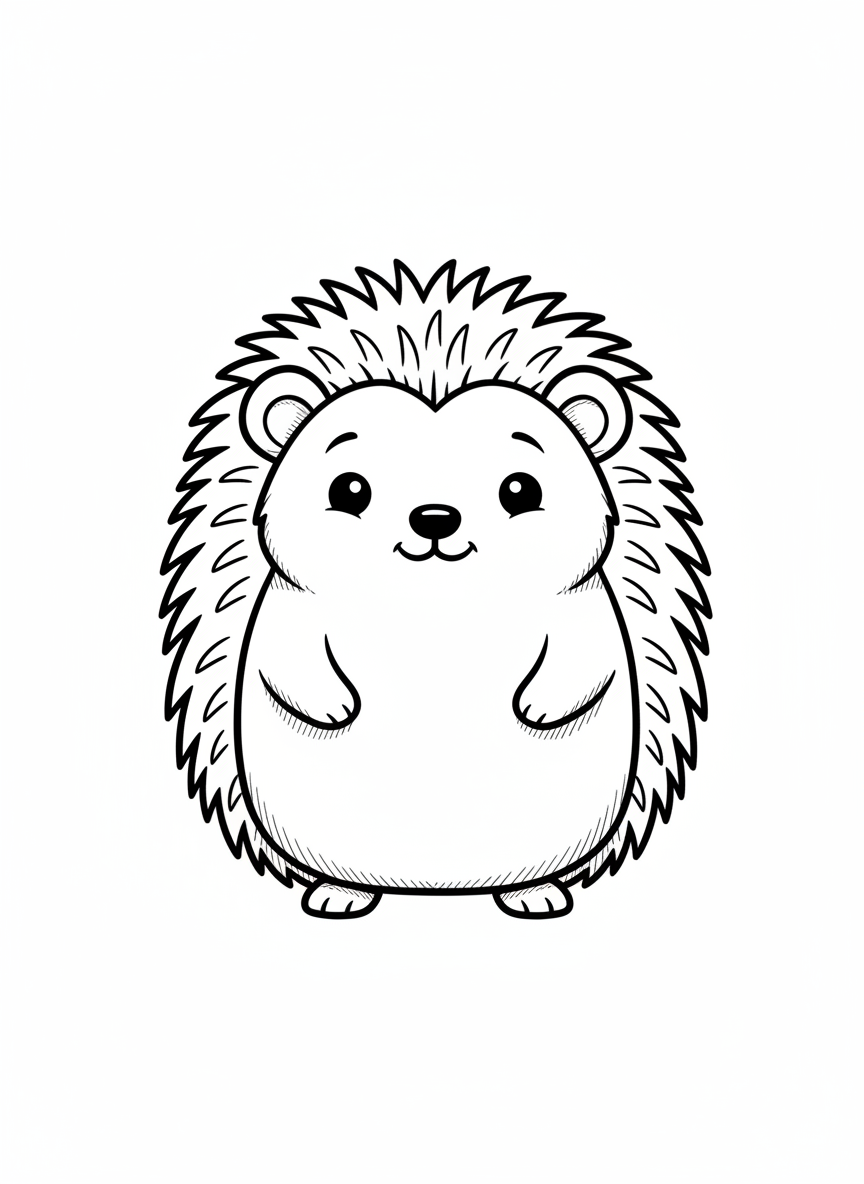 Buttons the Hedgehog - Black & White Illustration