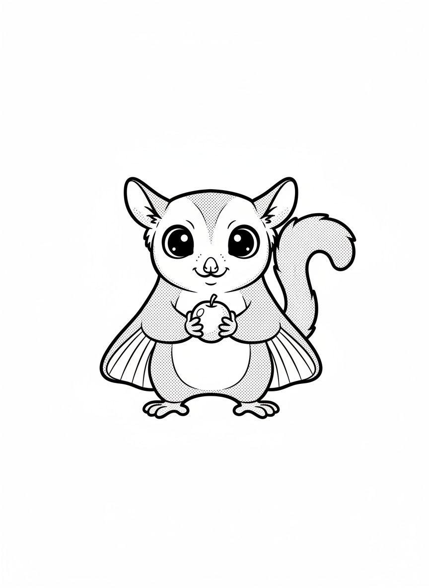 Sugar the Sugar Glider - Black & White Illustration