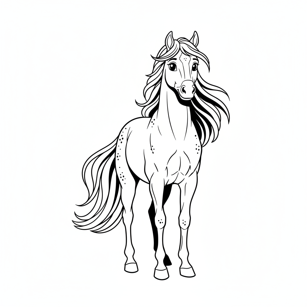 Willow the Graceful Mare - Black & White Illustration